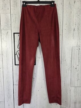 GUESS Faux Suede Skinny Pants Burgundy Size S Business Office Workwear Comfy